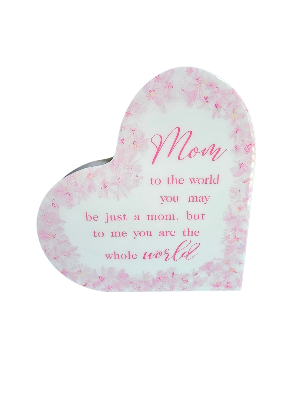 Heart-Shaped "Mom" Table Decor in Pink